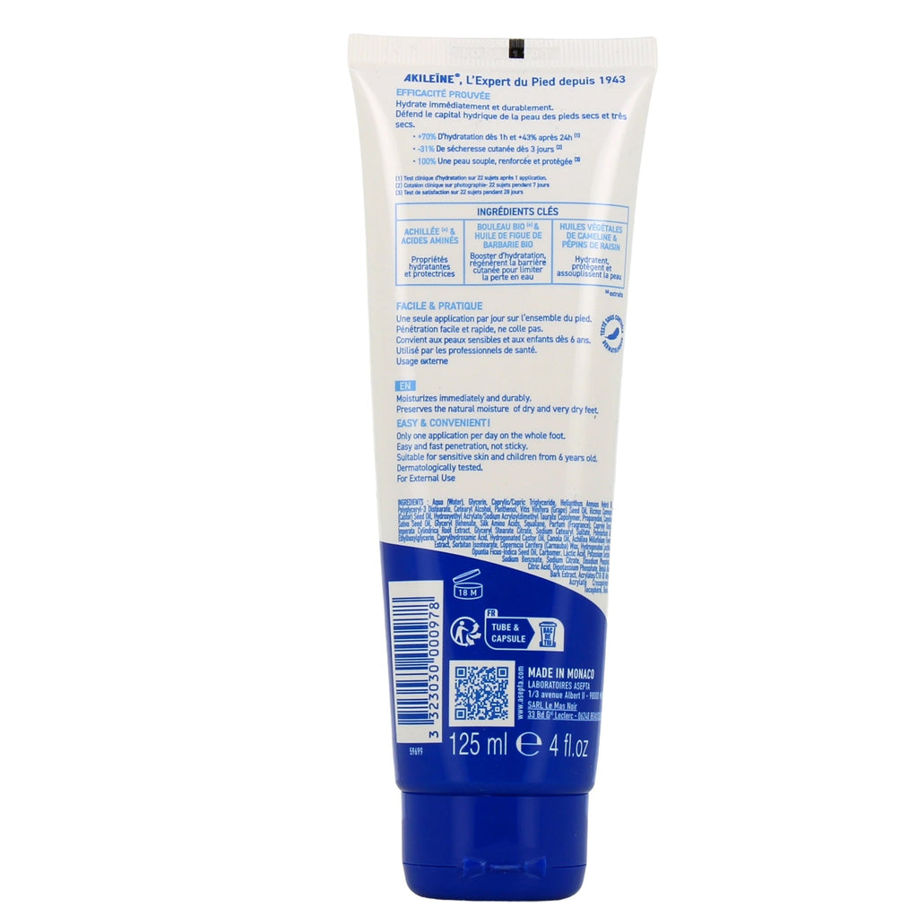Tube of Akileine Hydra-Defense Foot Balm 125 ml for very dry, dehydrated feet
