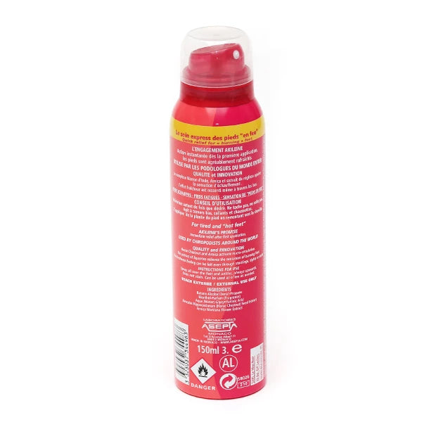 AKILEINE Ultra Fresh Foot Spray 150 ml, cooling aerosol spray for hot feet, Akileine red line
