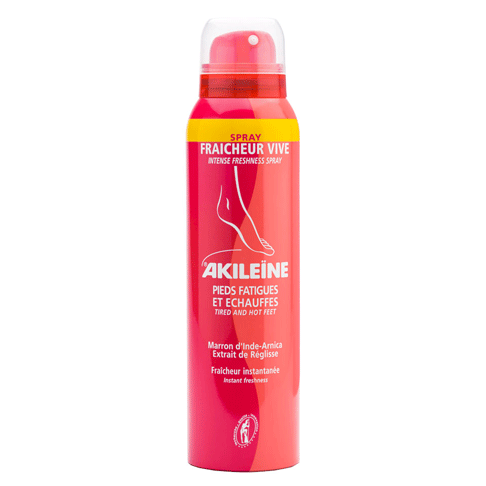 AKILEINE Ultra Fresh Foot Spray 150 ml, cooling aerosol spray for hot feet, Akileine red line