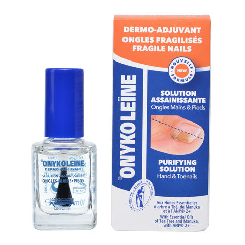 Bottle of ONYKOLEINE Solution for Fragile Nails 10 ml with brush