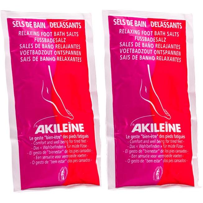 AKILEINE Foot Bath Salts 2 x 150 g, box of salts for a relaxing foot bath, Akileine red line