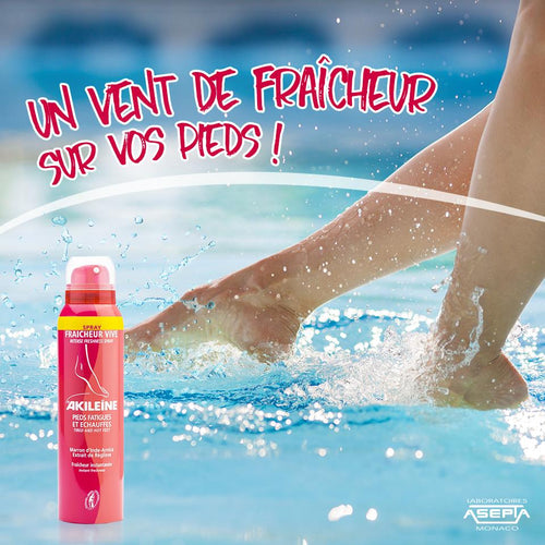 AKILEINE Ultra Fresh Foot Spray 150 ml, cooling aerosol spray for hot feet, Akileine red line
